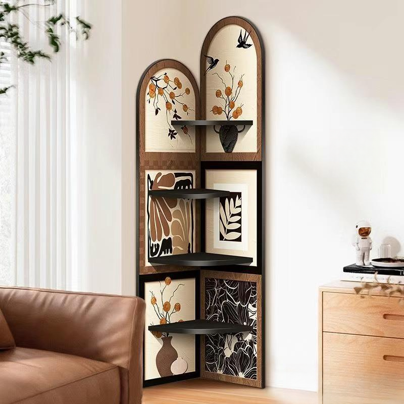 Modern Simple Style Nook Decorative Cabinet with 4 Exterior Shelves, Matte Black Lumber Top - image 4