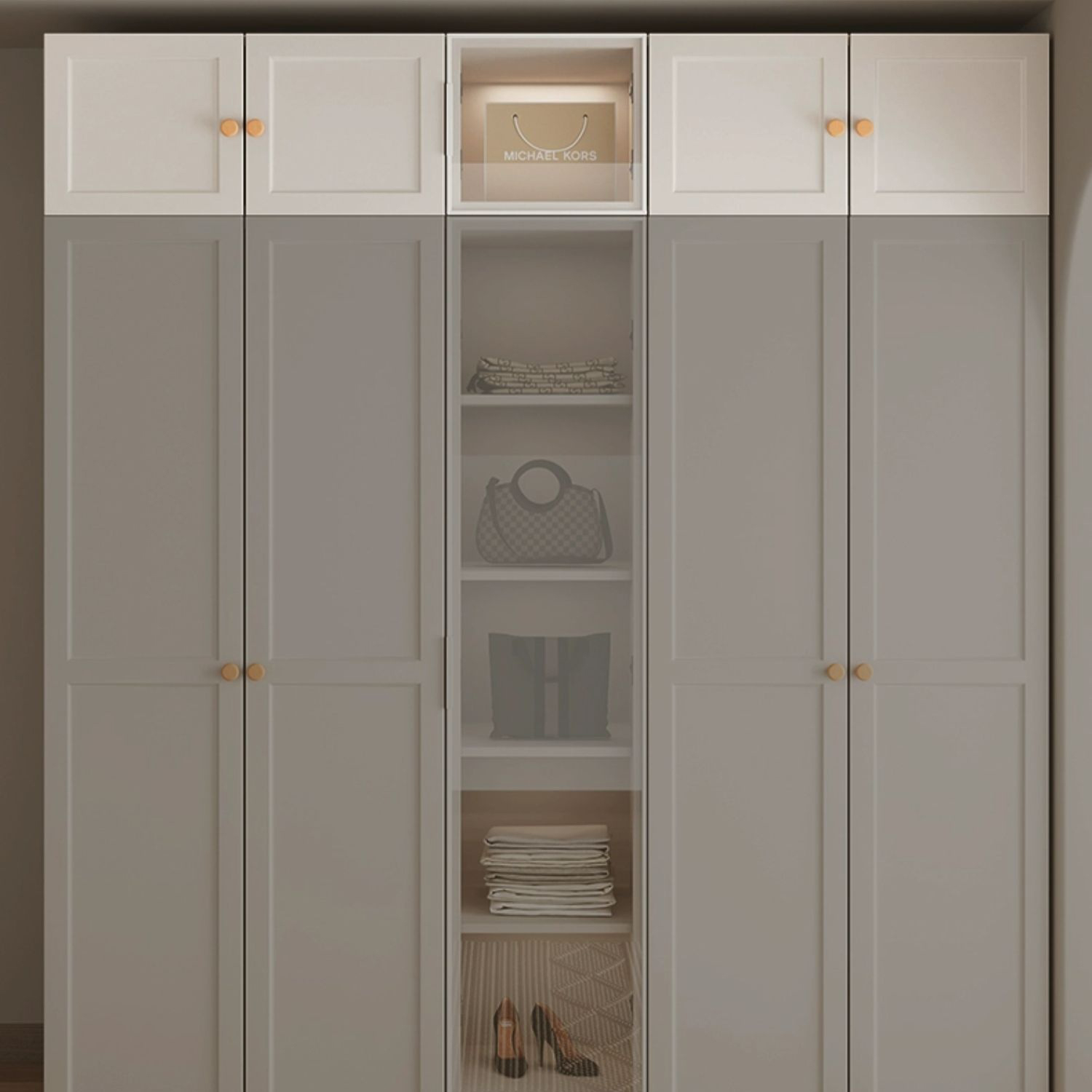 Modern White Wardrobe Armoire with Clothing Rod and Shelves - Soft Close, No Distressing - image 8