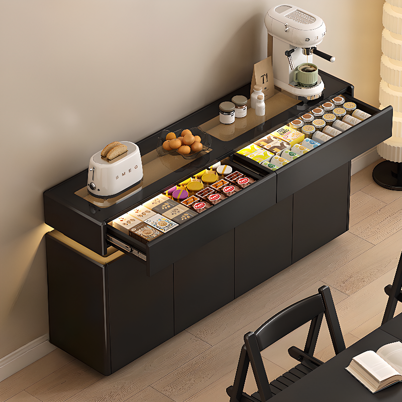 Elegant Sideboard with 8/12 Drawers, Glass Countertop, and Illuminating Lighting - image 3