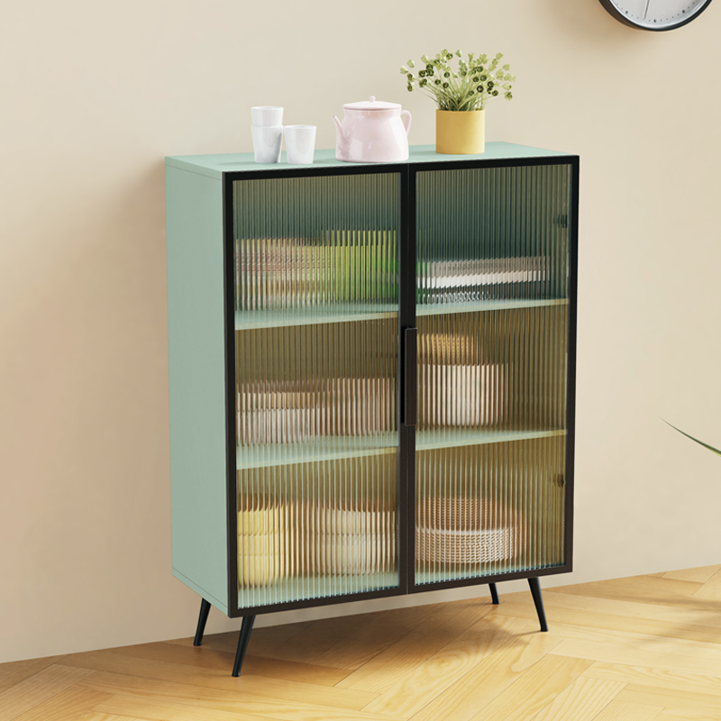 Contemporary Metal Floor-mounted Sideboard with Vertical Glass Doors - image 3