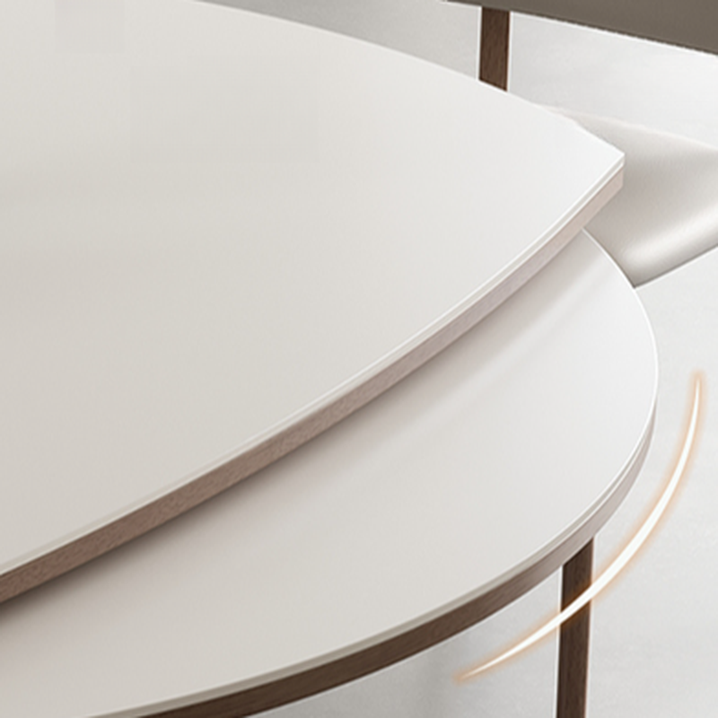 Minimalist Rounded Slate Dining Table Set with 4 Legs, Fold-away Leaf, and Light Gray/White Finish - image 12