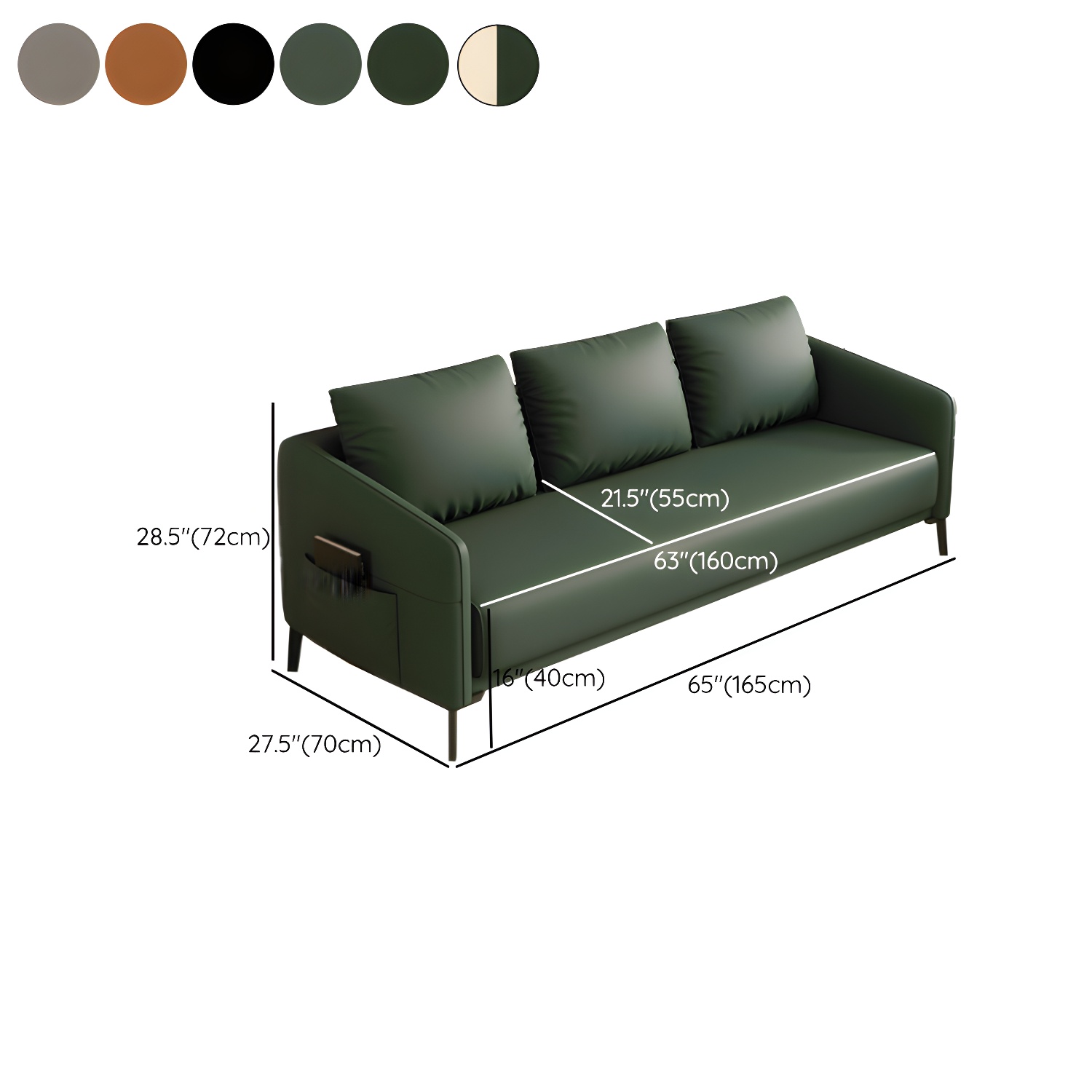 Modern Wood Frame Standard Sofa with Square Arms in Solid Color & Tear Resistant - image 16