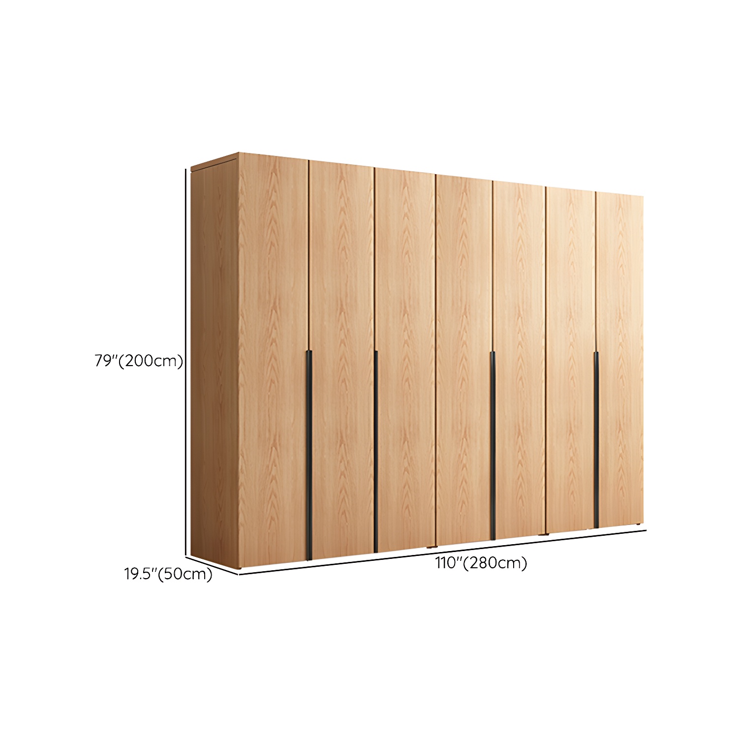 Contemporary Freestanding Natural Wardrobe Oak Solid Wood Wardrobe with Shelves - image 22