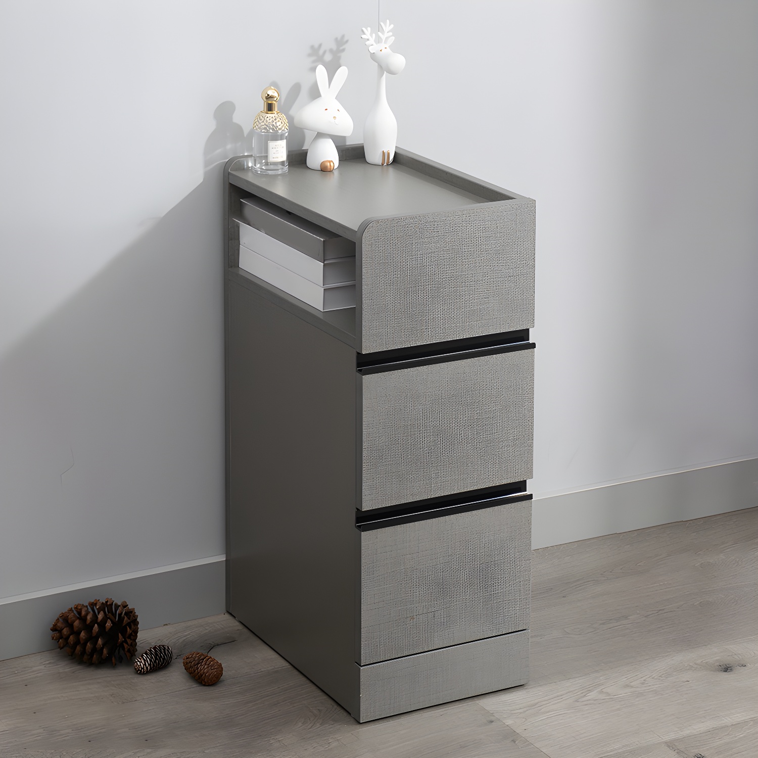 Scandinavian Accent Table Nightstand 25.5" Tall with 2 Drawers