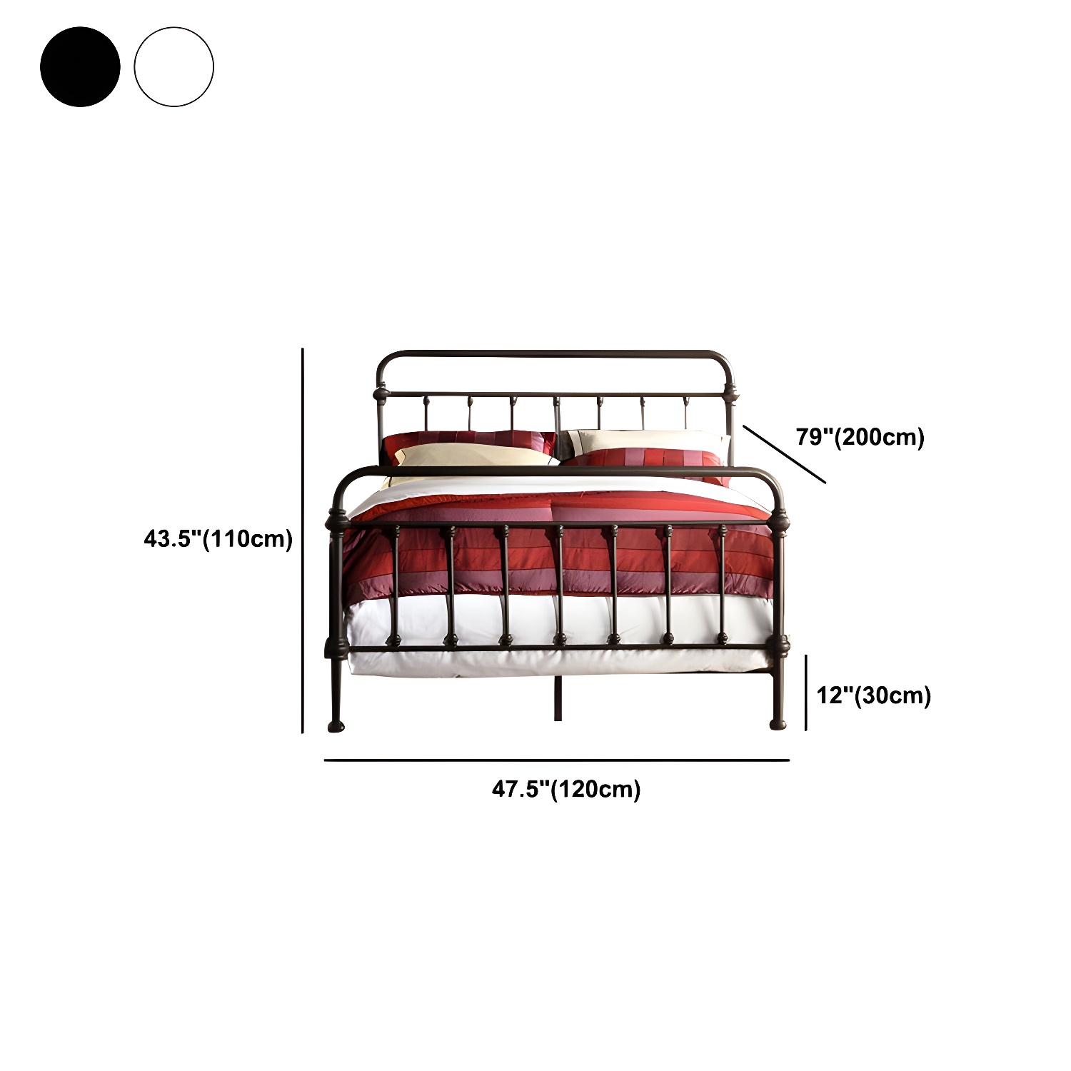 Industrial 45.27" High Bed Iron Bed with Rectangular Headboard - image 9