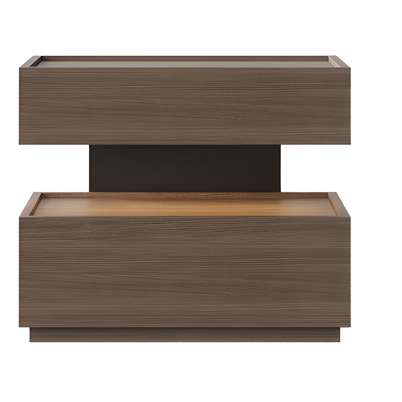 Organic Modern Nightstand With Drawer Organization Featuring 2 Shelves, Real Wood Countertop, and Illuminating Lighting