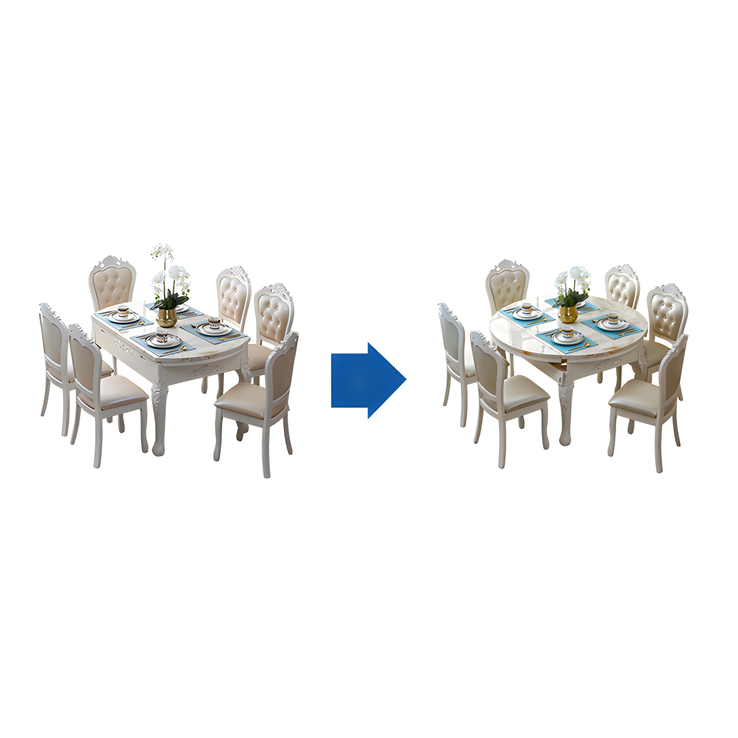 Victorian Dining Room Set Standard Height with Rectangle Top 4 Legs Base Dining Furniture - image 12