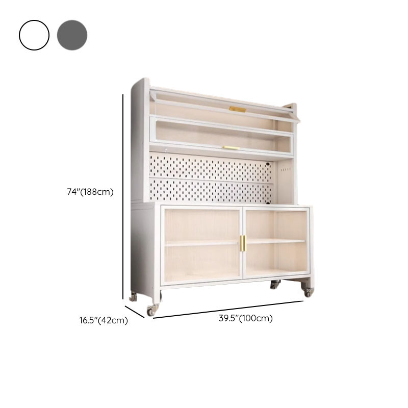 Narrow Steel Countertop Sideboard with Wheels, Cupboard, Changeable Shelf, and 3/4 Doors - image 18