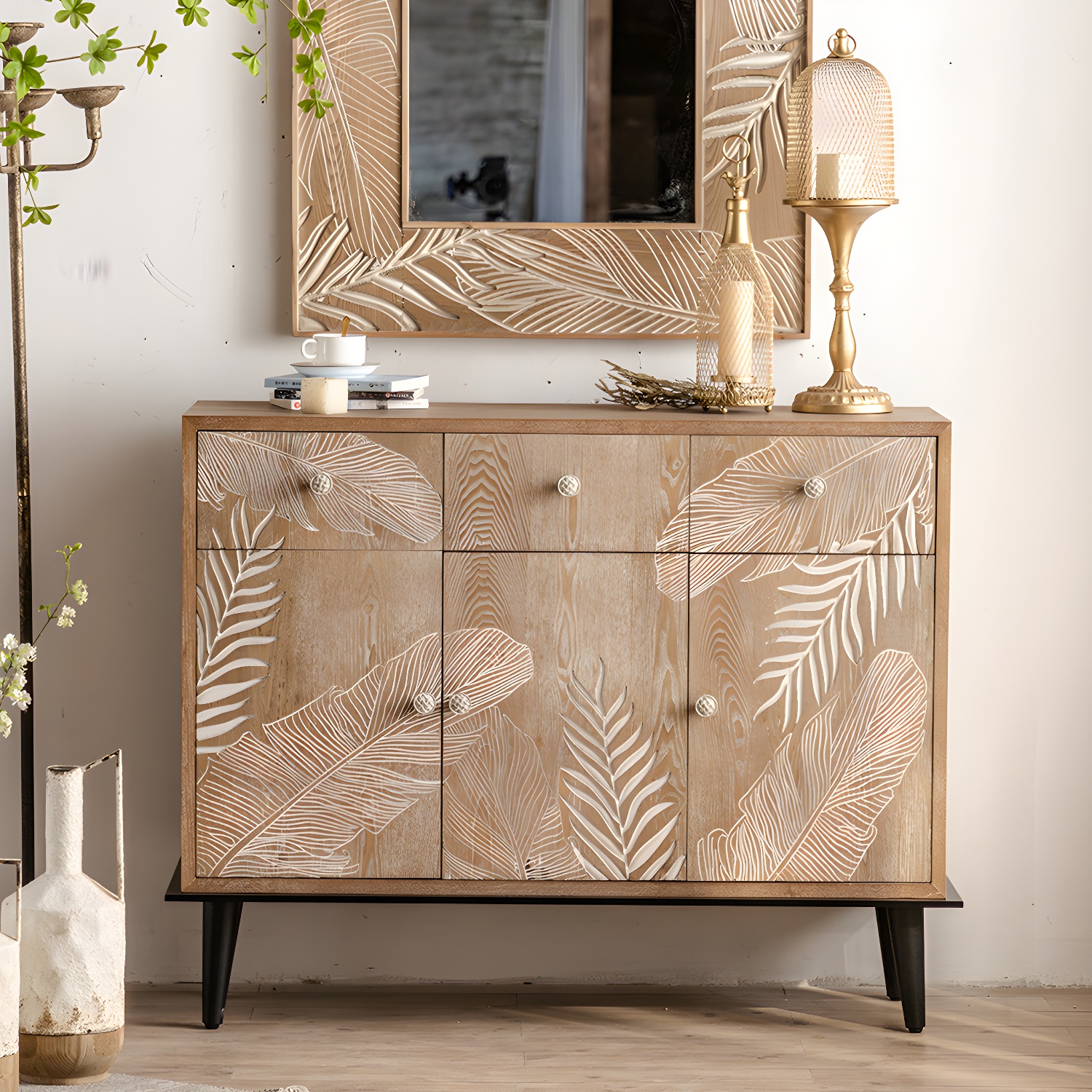 Modern Standard Storage Cabinet Solid Wood Cabinet with Drawer - image 3
