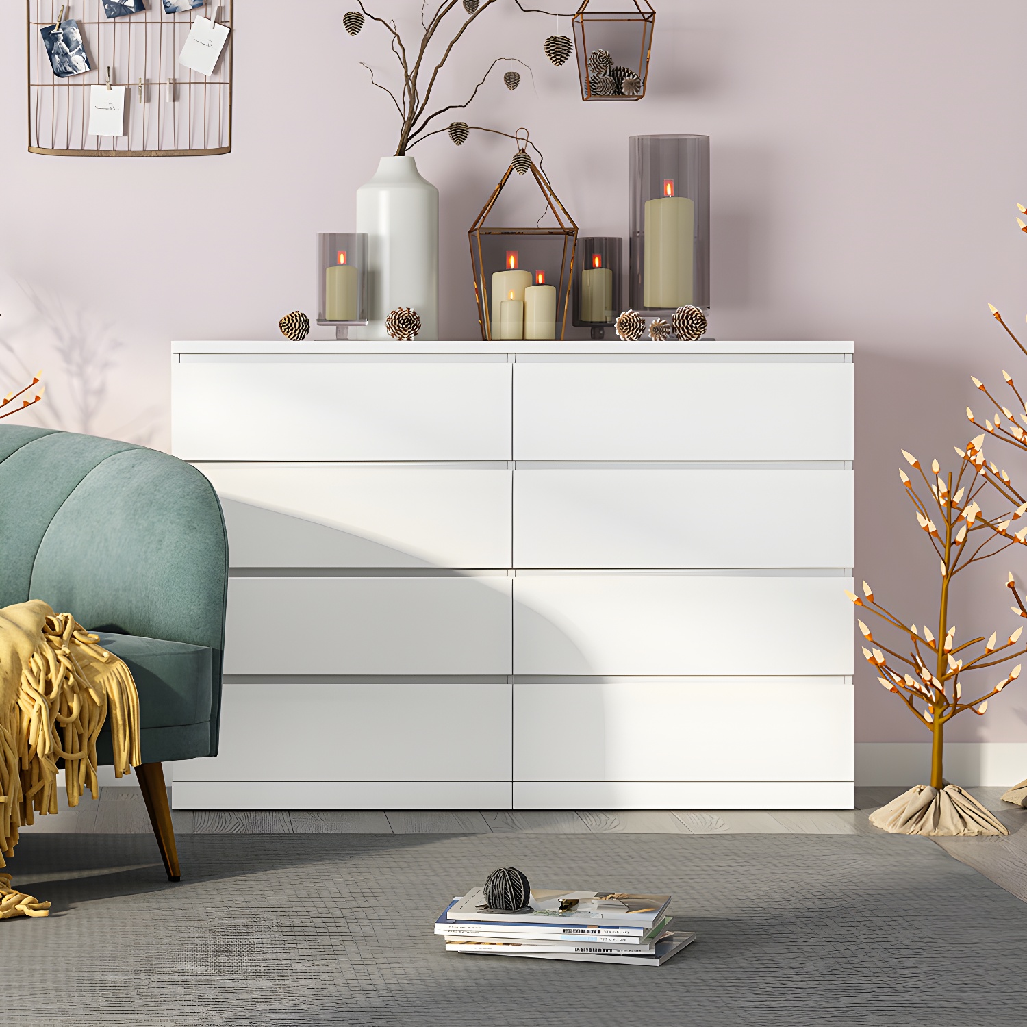 Contemporary 15.7" Wide White Chest Soft-Close Drawers Storage Chest - image 2