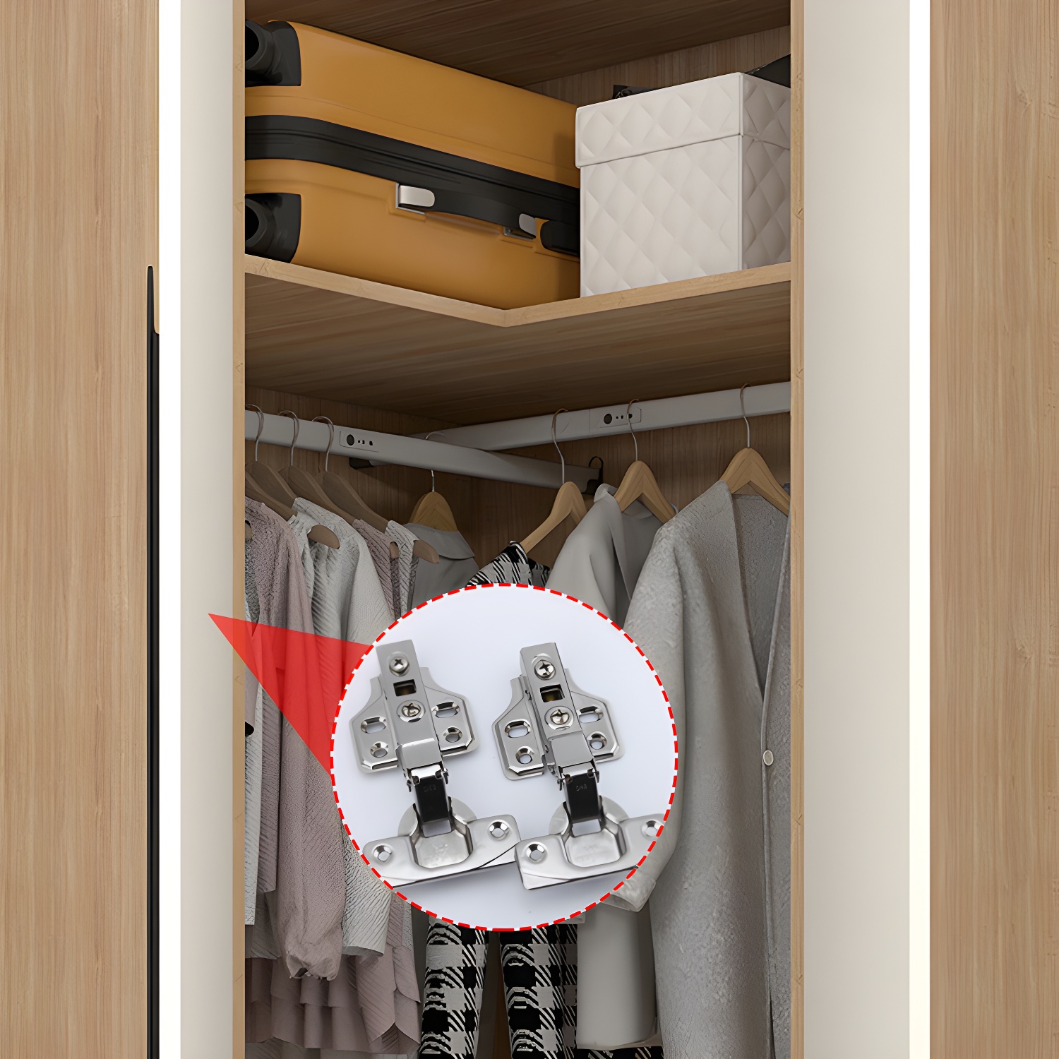 Contemporary Wooden Wardrobe Armoire 80" with Shelves & Soft Close Drawers - image 6