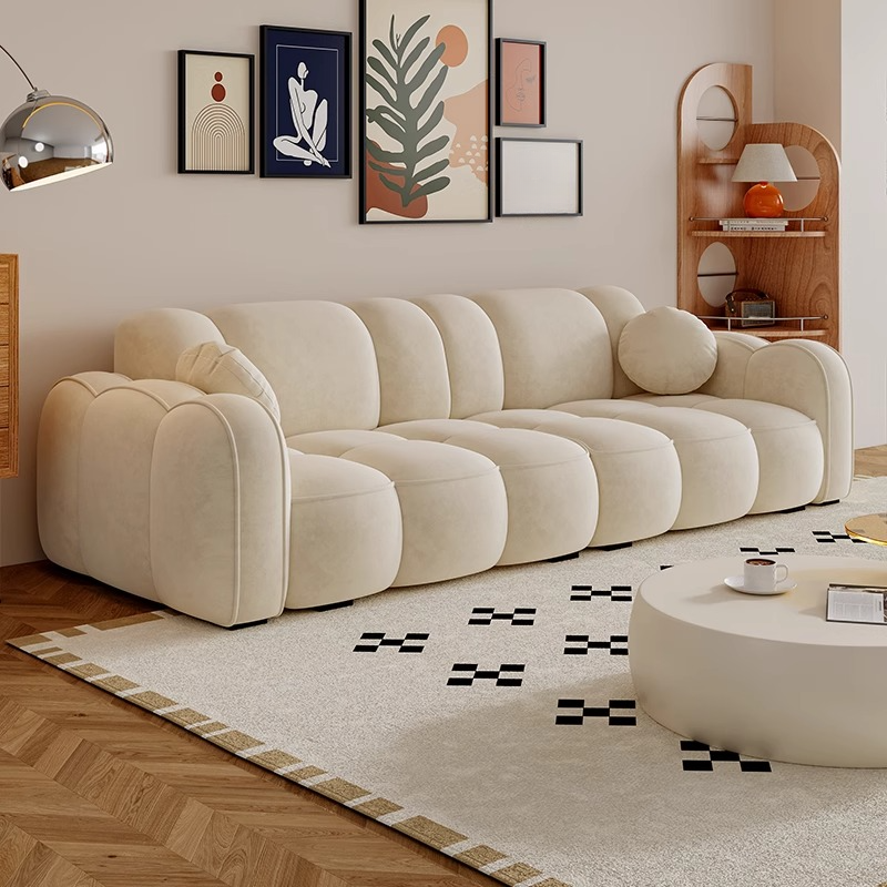 Modish Solid Color Standard Sofa Stain Resistant/Water Resistant Dove Grey/Apricot Color/Mocha with 2 Pillows & Armrest for 4 Person/3-seater - image 7