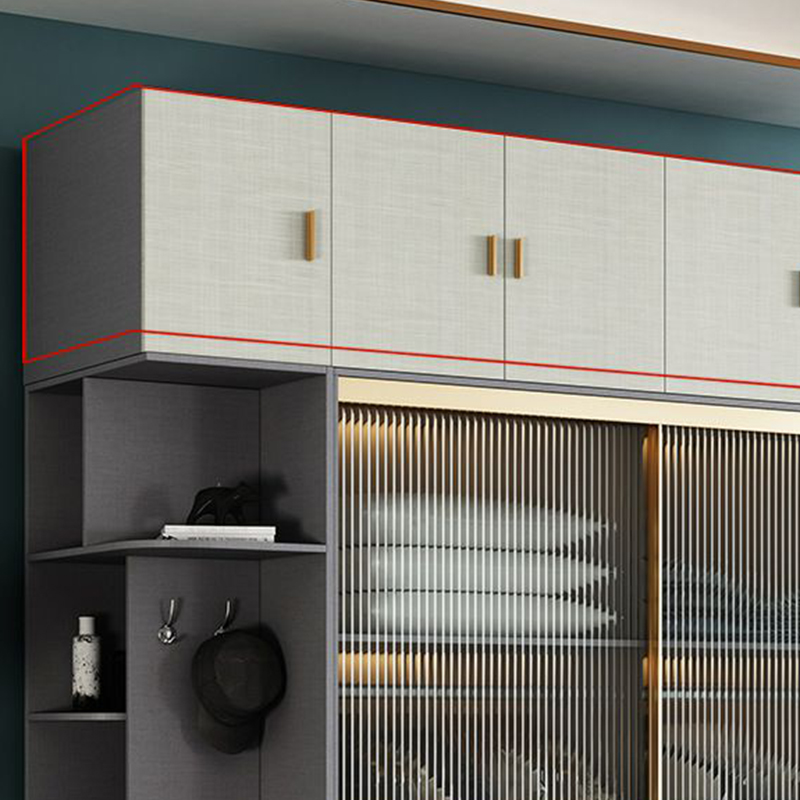 Contemporary Grey Wood Freestanding Cabinet Armoire with Lock, Interior Shelves & Soft Close Drawer - image 7