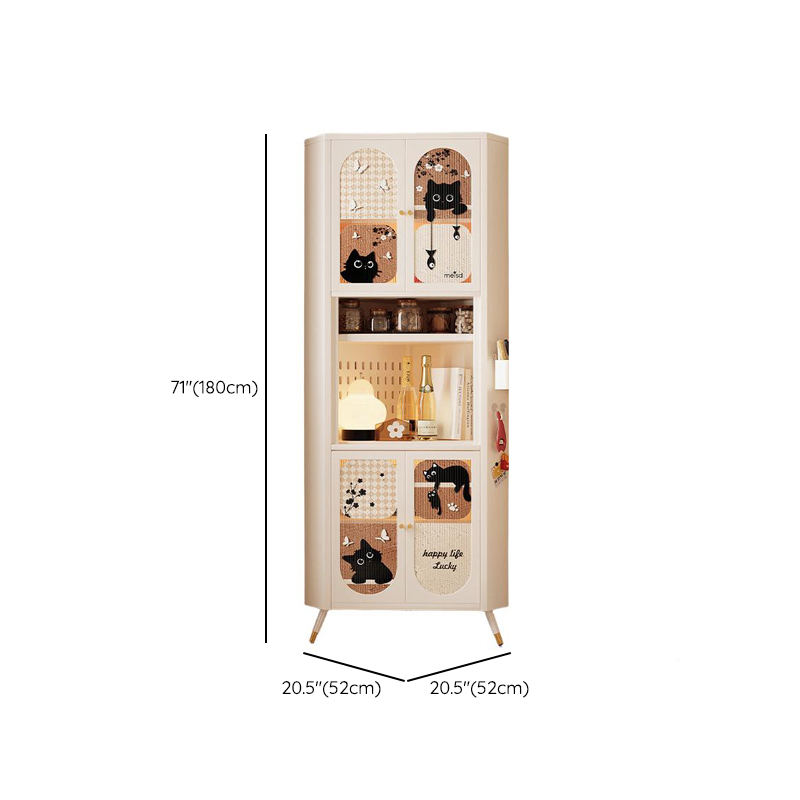 Modern Simple Style Nook Accent Cabinet with Closet, Metal Countertop, Glazed Door, Cabinet Knobs in Chalk - image 9