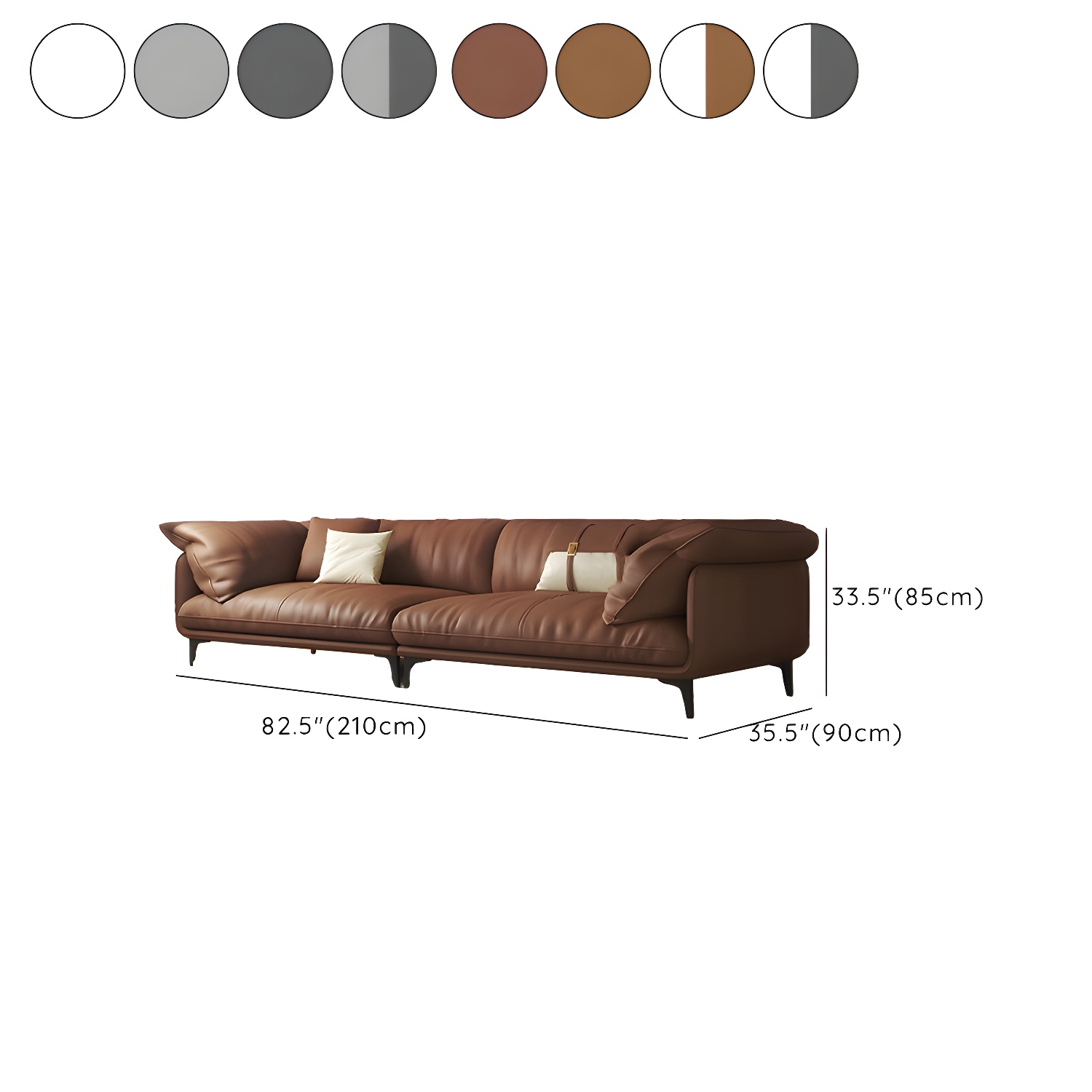 Wood Standard Modern Sofa, 83x35x33 inches Non-Distressed with Pillows, Black Legs - image 17