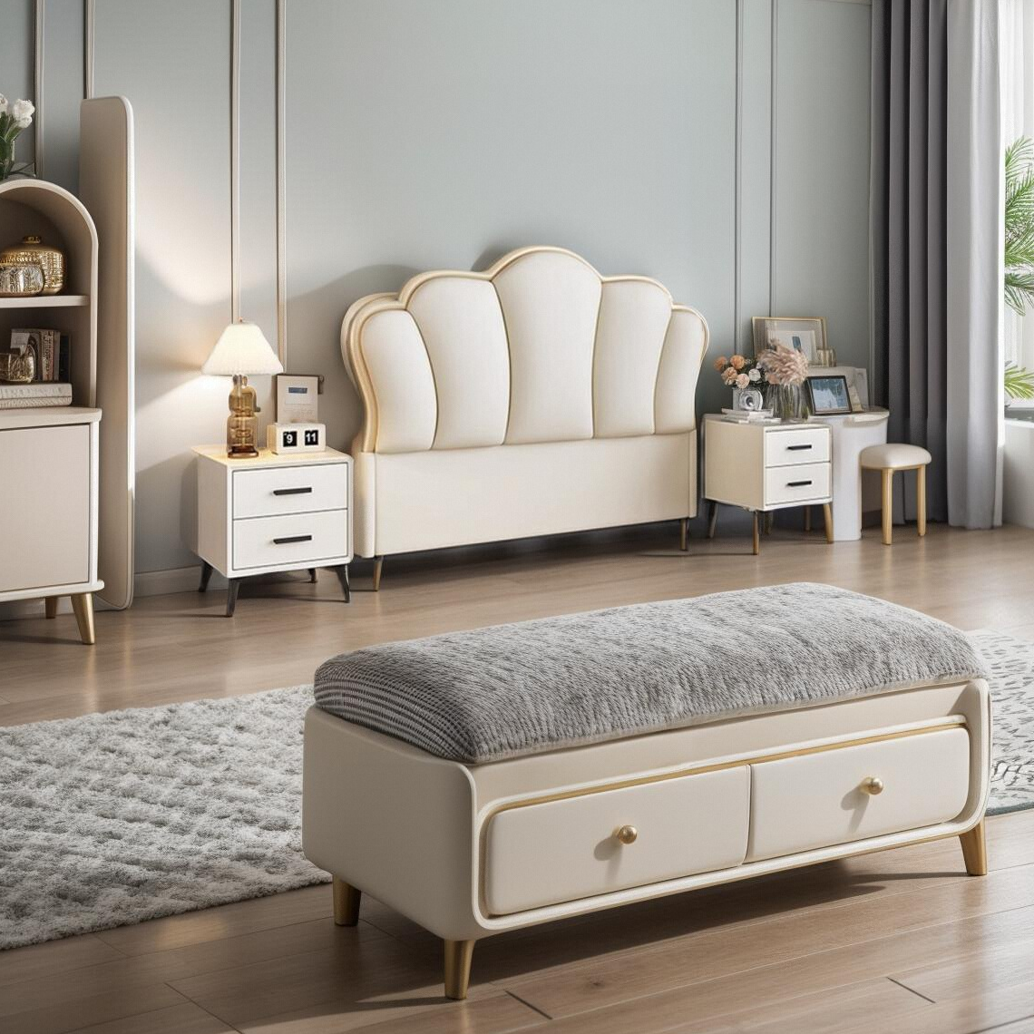 Modish No Distressing Timber Panel Headboard for King/Queen/Full Bed with Sponge Upholstery, Free-standing Installation, and Standard Height - image 7