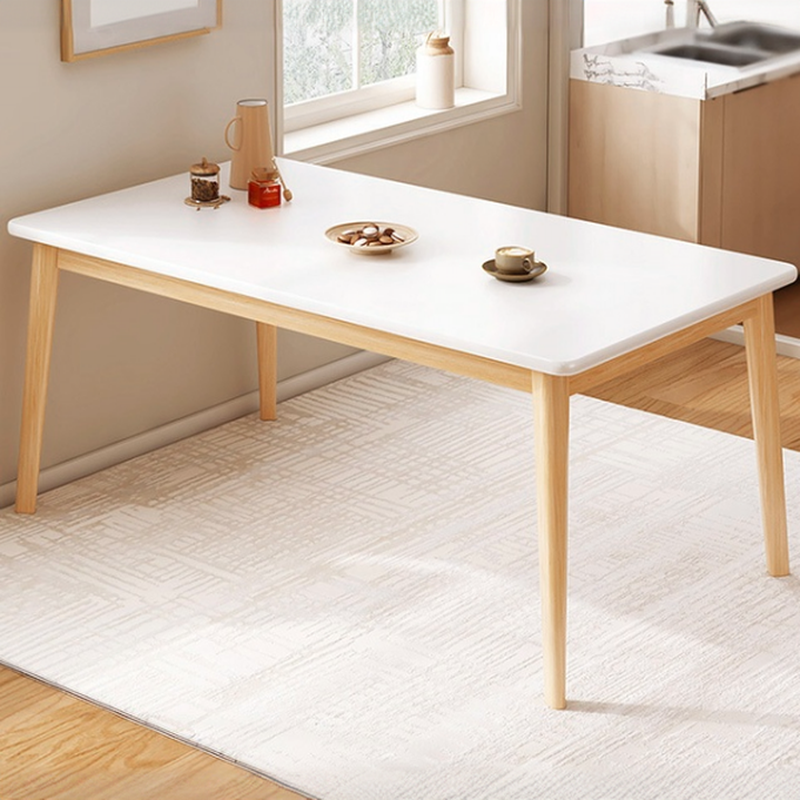 Dining Table Set with Rectangular Recycled Wood Top, 4 Legs, Fixed Table, Padded Chair with Back, Available in 5-piece/7 Piece Set/3 Pieces - image 3