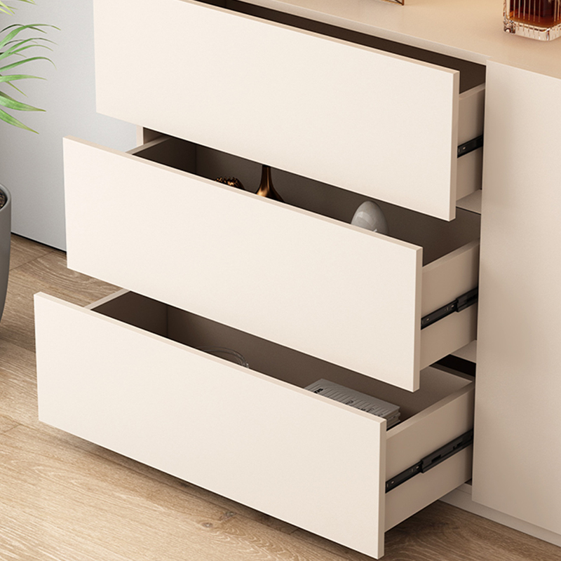 Off-White Contemporary Wood Buffet Sideboard with Cabinets and Shelves - image 8