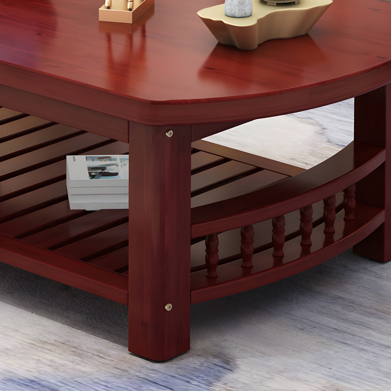 Contemporary Coffee Table Storage Solid Wood Coffee Cocktail Table - image 11