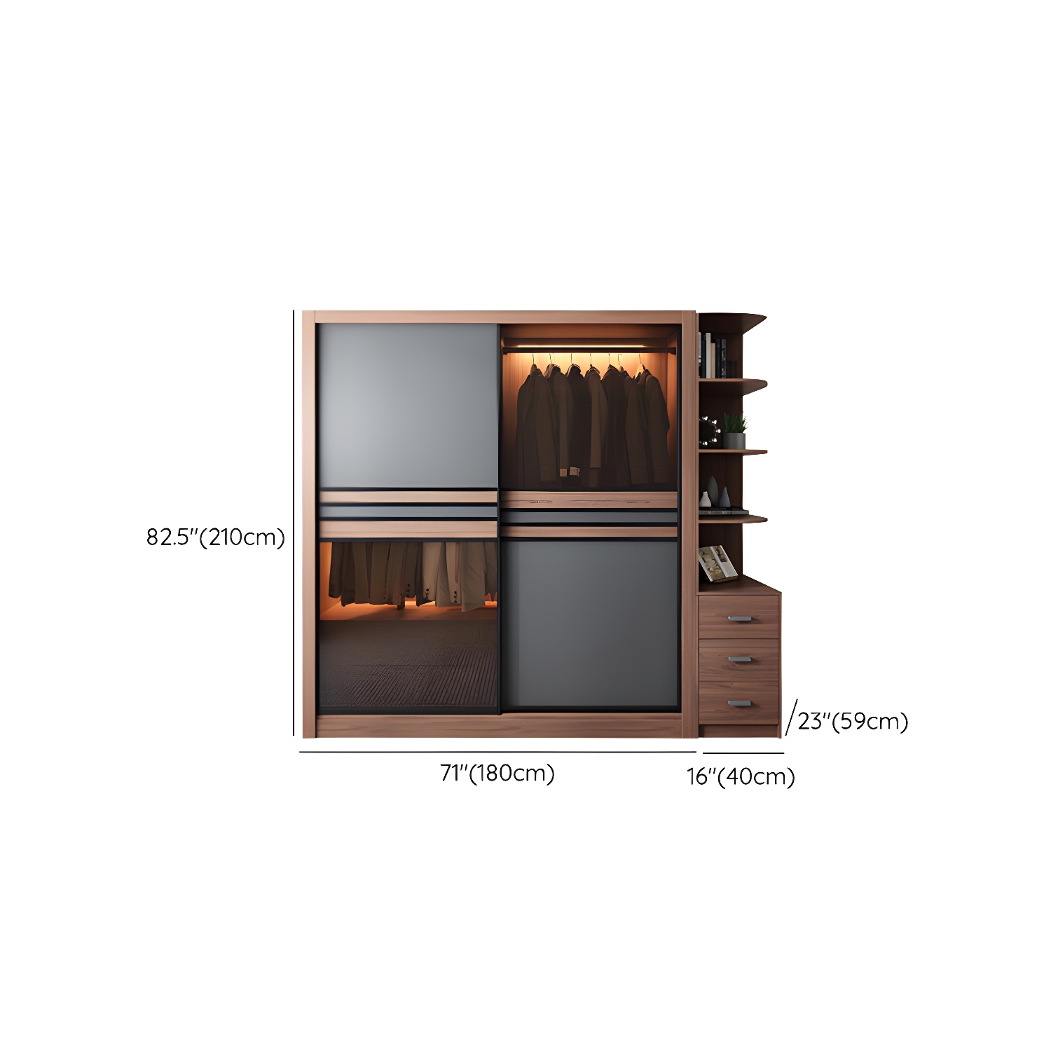 Brown Engineered Wood Wardrobe Armoire Modern Wardrobe Closet - image 29