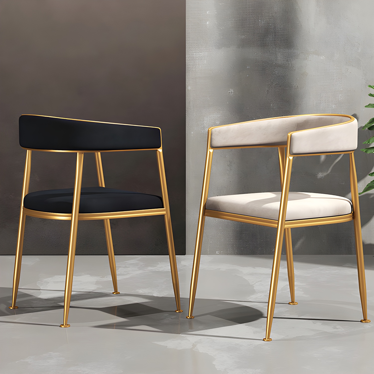 Glam Gold Metal Arm Chair Open Back Dining Side Chair with Upholstered - image 23