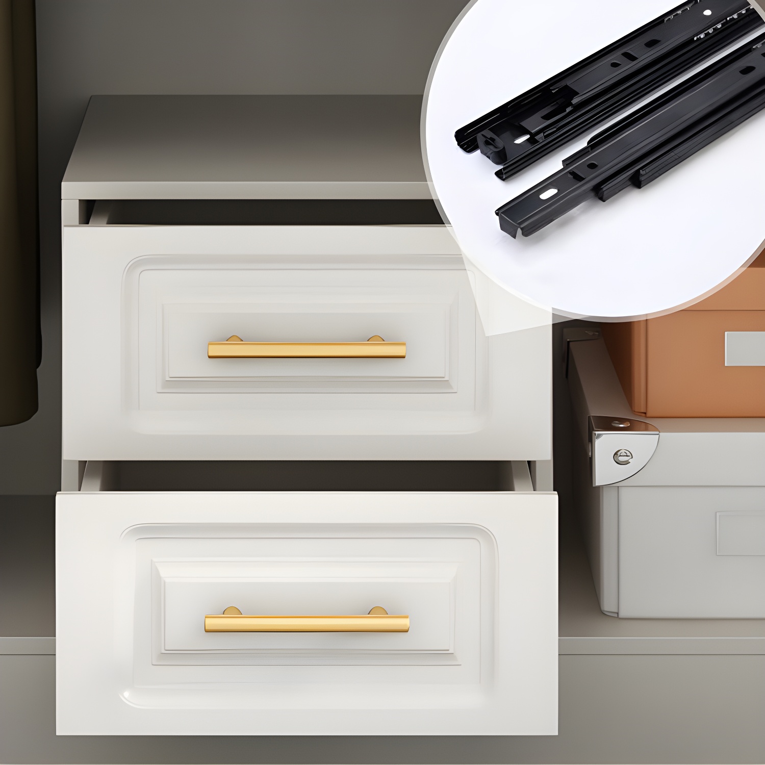 French Country Wardrobe White Colour Wooden Wardrobe Closet With 2 Drawers - image 8