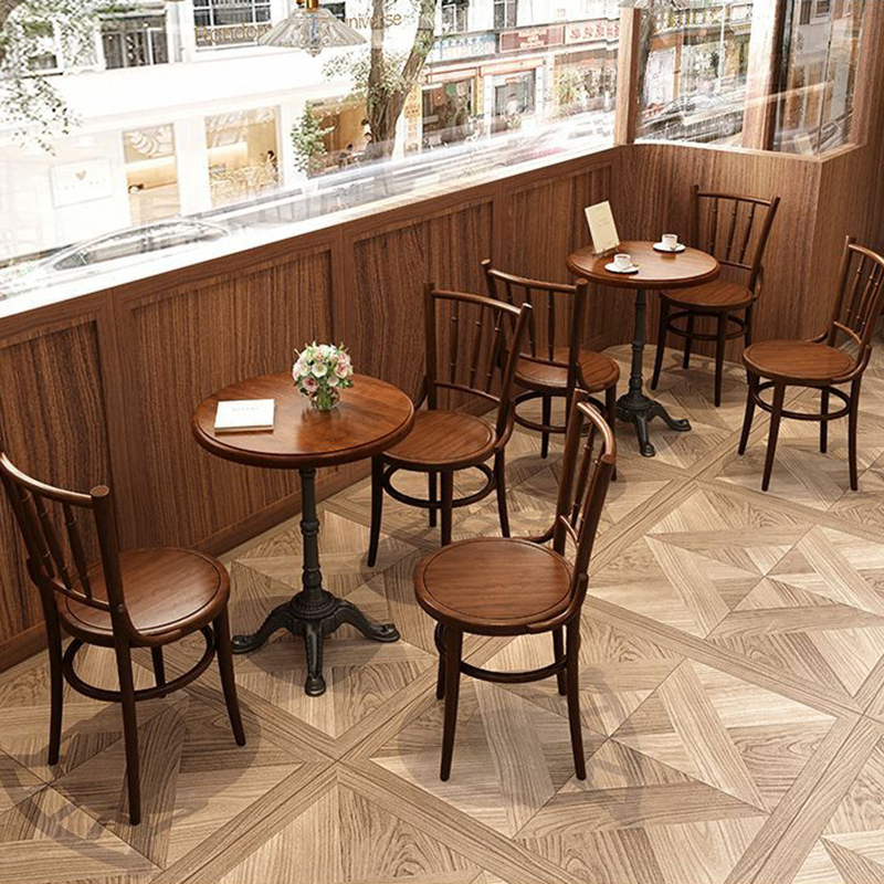 Standard Table Height Fixed Dining Table in Sand with a Natural Wood Tabletop for 2 in a Simplistic Style