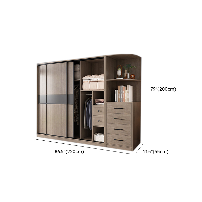 Rustic Brown Self-supporting Armoire Cabinet Pine with Shelves - image 26