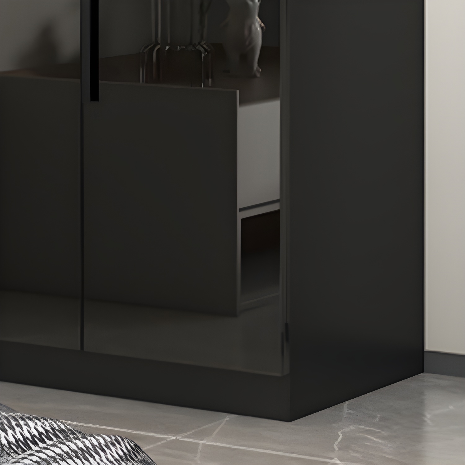 Modern Style Wardrobe Black Colour Glass Wardrobe Closet for Bedroom - image 6
