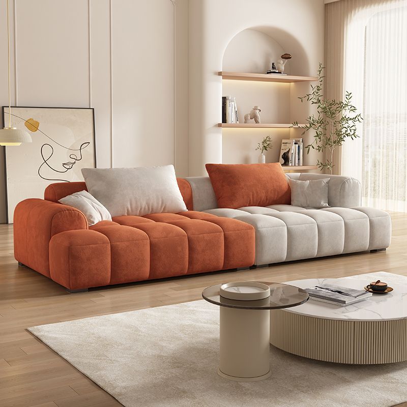 Vibrant Peony/Cerulean/Tangerine Color Sofa Couch with Round Arm and Concealed Support - image 23