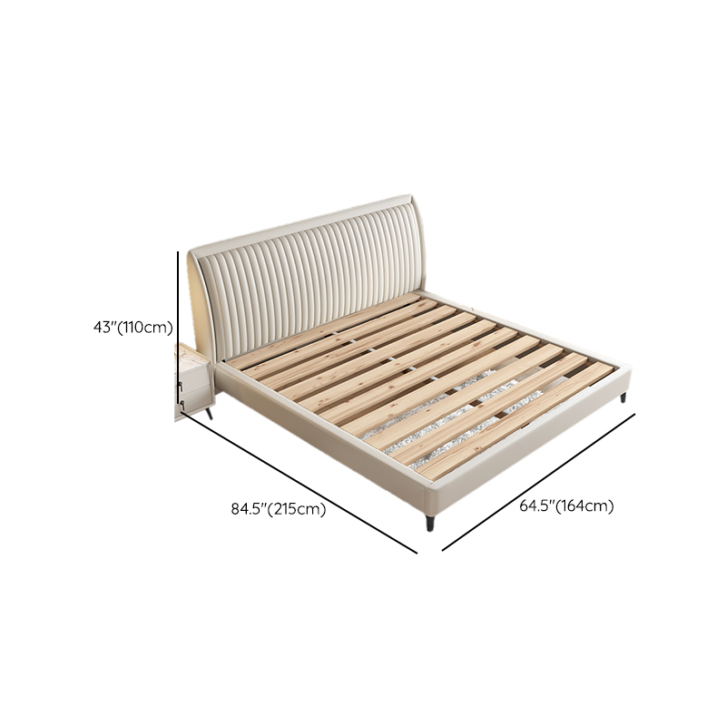 Solid Color Timber Frame Cabinet Bed/Platform Bed with Genuine Leather Headboard for Bedroom - image 6
