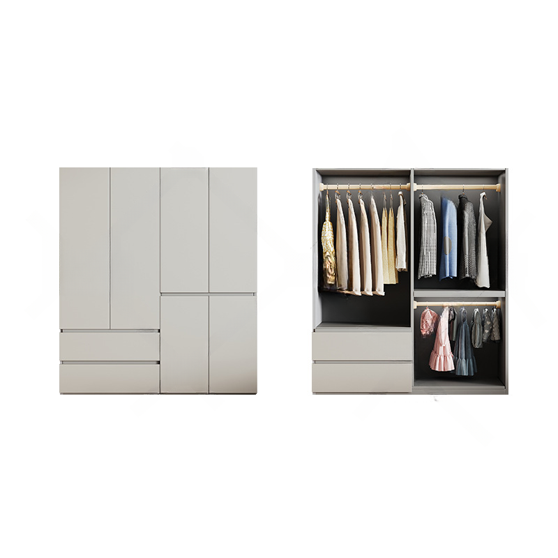 Cream Trendy Reclaimed Wood Wardrobe Armoire with Soft Close Drawer, Soft Close Door, Interior Shelves, and Clothing Rod - image 13