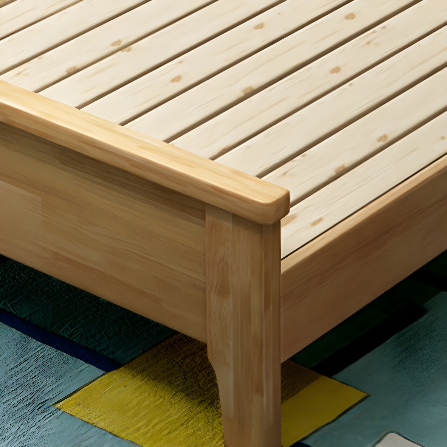 84.65 inch Wide Scandinavian Bed Frame Solid Wood Standard Bed with Headboard - image 6