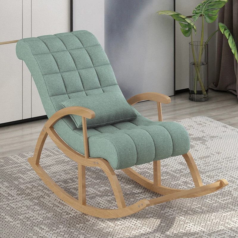 Modern Upholstered Rocking Chair with Removable Cushions - Stylish Pine Frame and Included Pillow - image 6