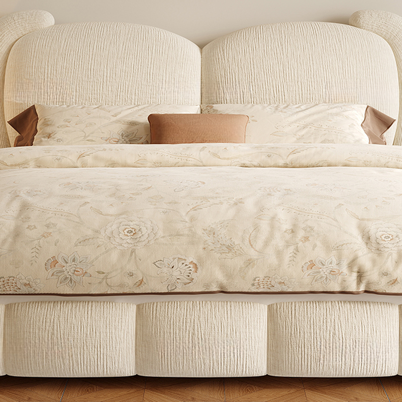 Solid Color Storage Included Panel Bed with 3 Storage Boxes and Panel Headboard, Upholstered in Sponge - image 4