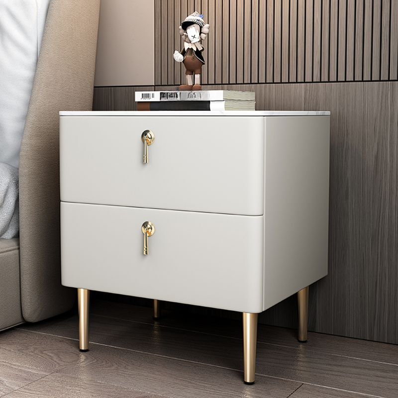 Minimalist 2-Drawer Stone Countertop Bedside Cabinet with Legs - image 8