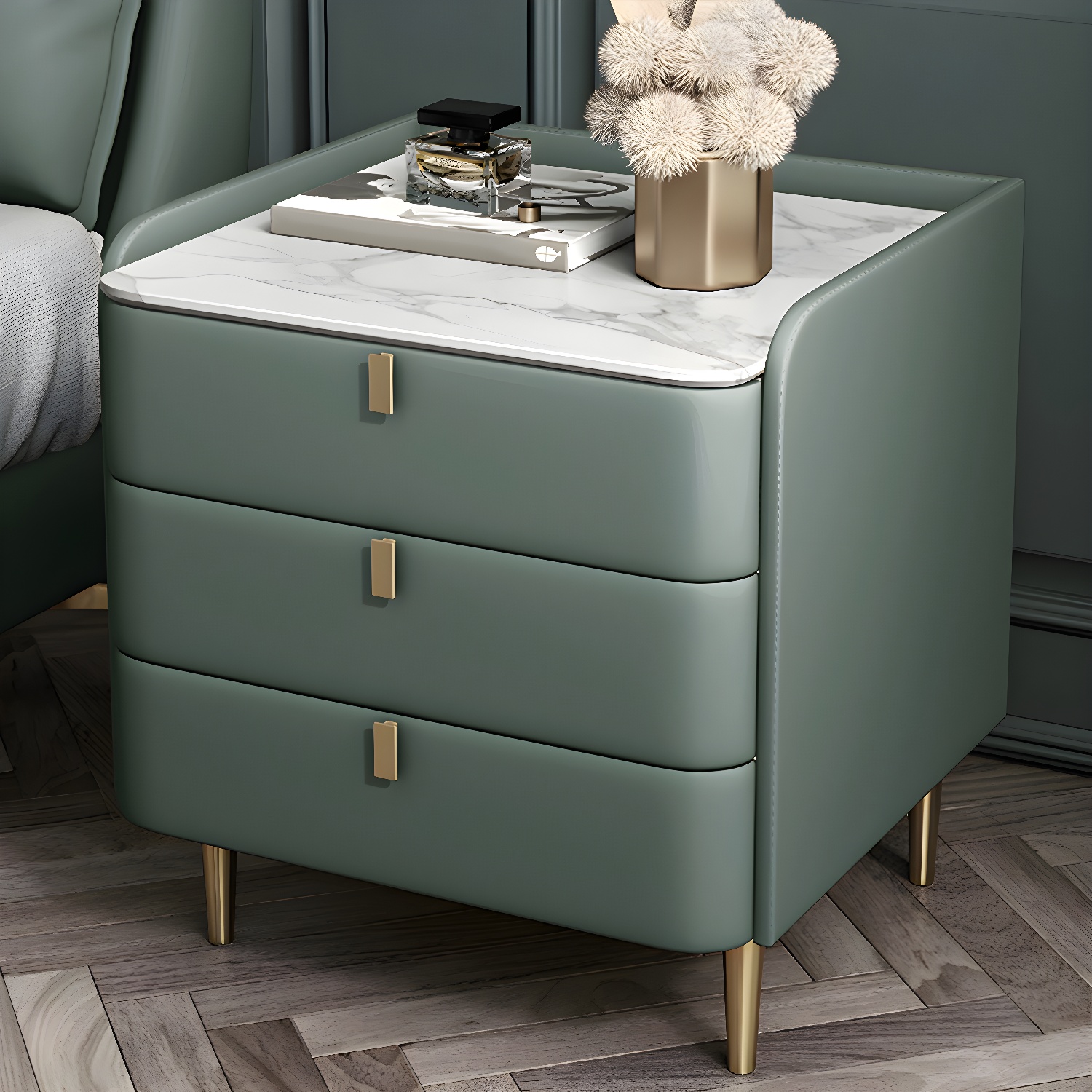 Wooden Nightstand with 3 Drawers Contemporary 25" Tall Nightstand - image 11