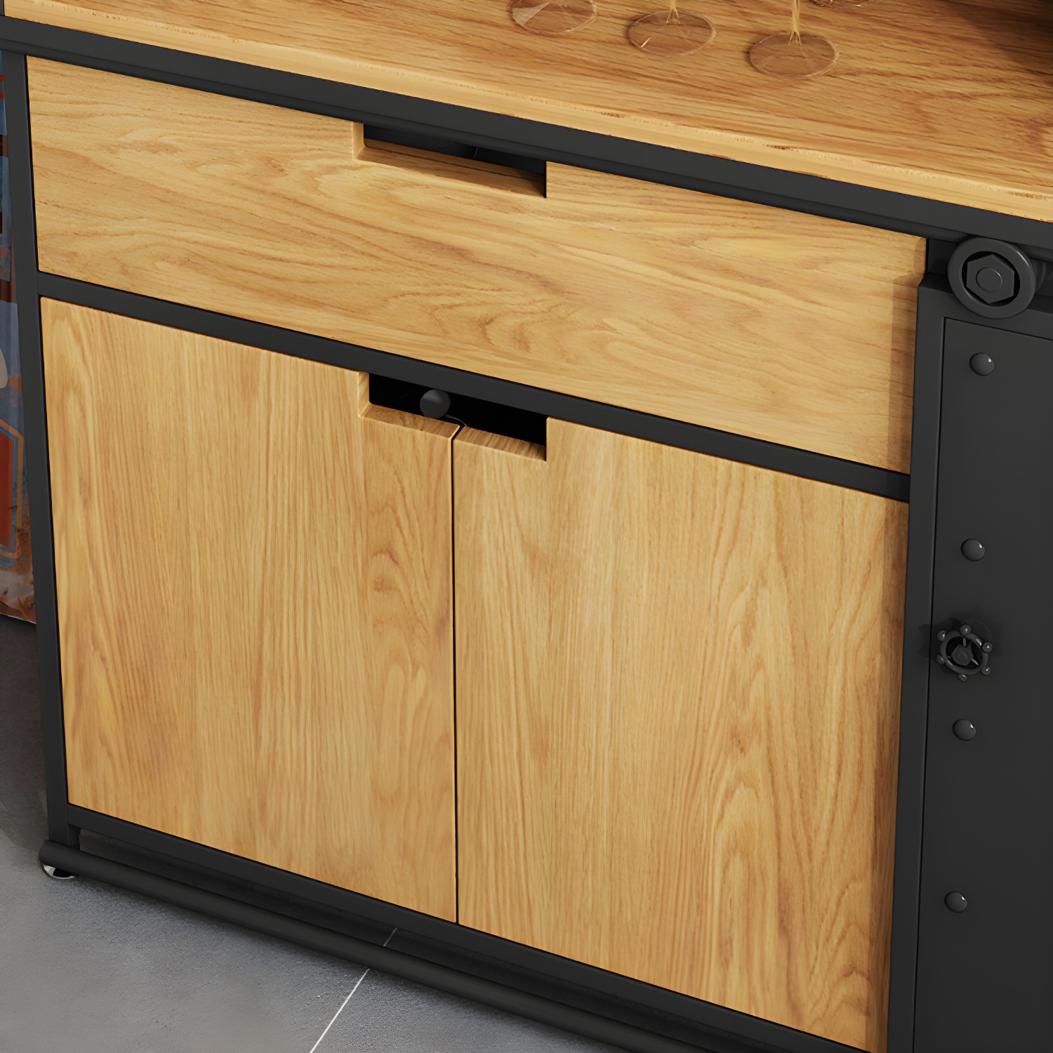 Modern Style Side Board Metal Sideboard with Sliding Door for Kitchen - image 12