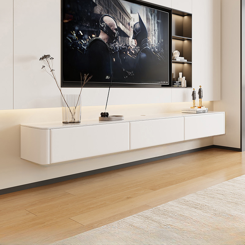 Art Deco Stone Rectangular TV Stand with 2 Drawers and 2 Cabinets Featuring Cable Management - image 3