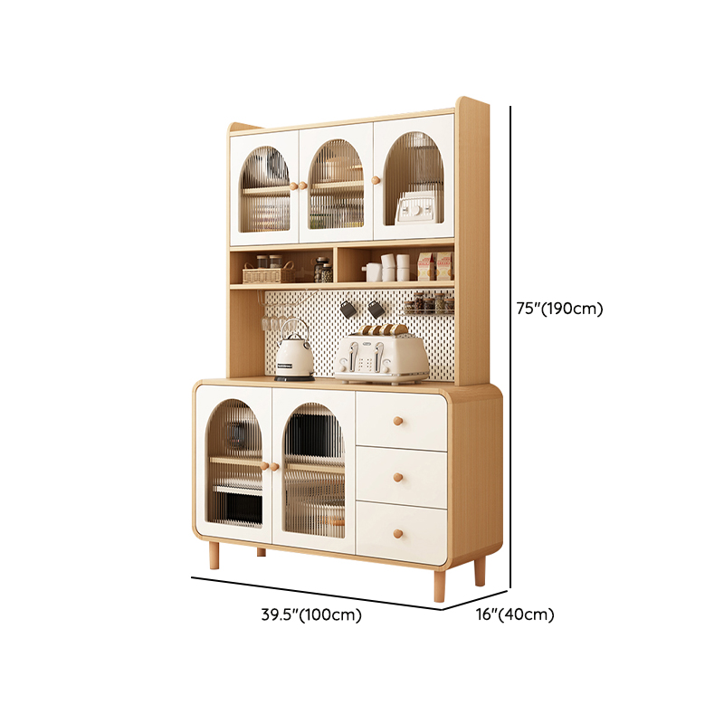 Scandinavian Wood Buffet 3 Cabinet Doors with Glass Interior Shelves - image 14