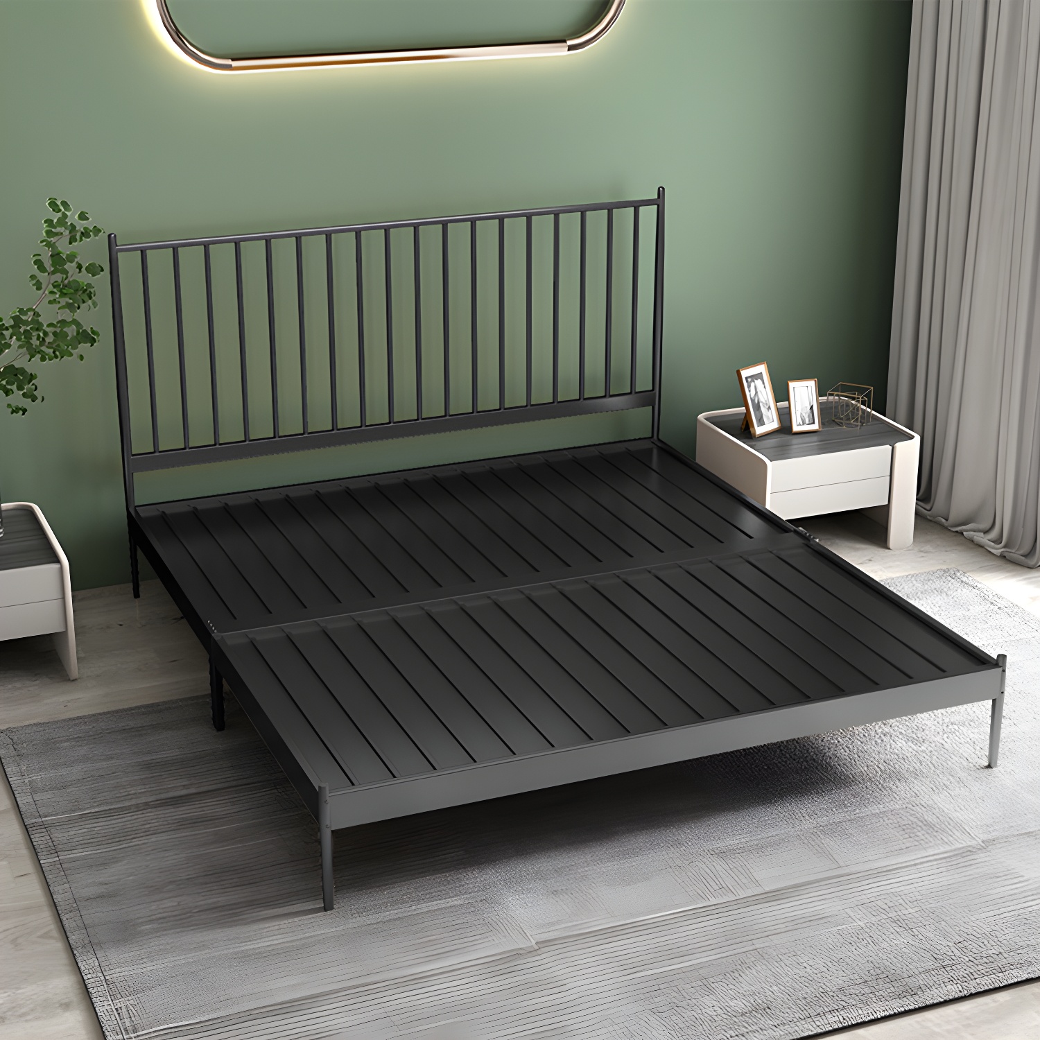 Modern Style Metal Material Includes Headboard Gold/white/black Bed
