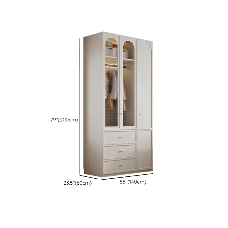 Minimalist Manufactured Wood Independent Almirah with 3-Drawer, Interior Shelves, and Clothing Rod - image 26