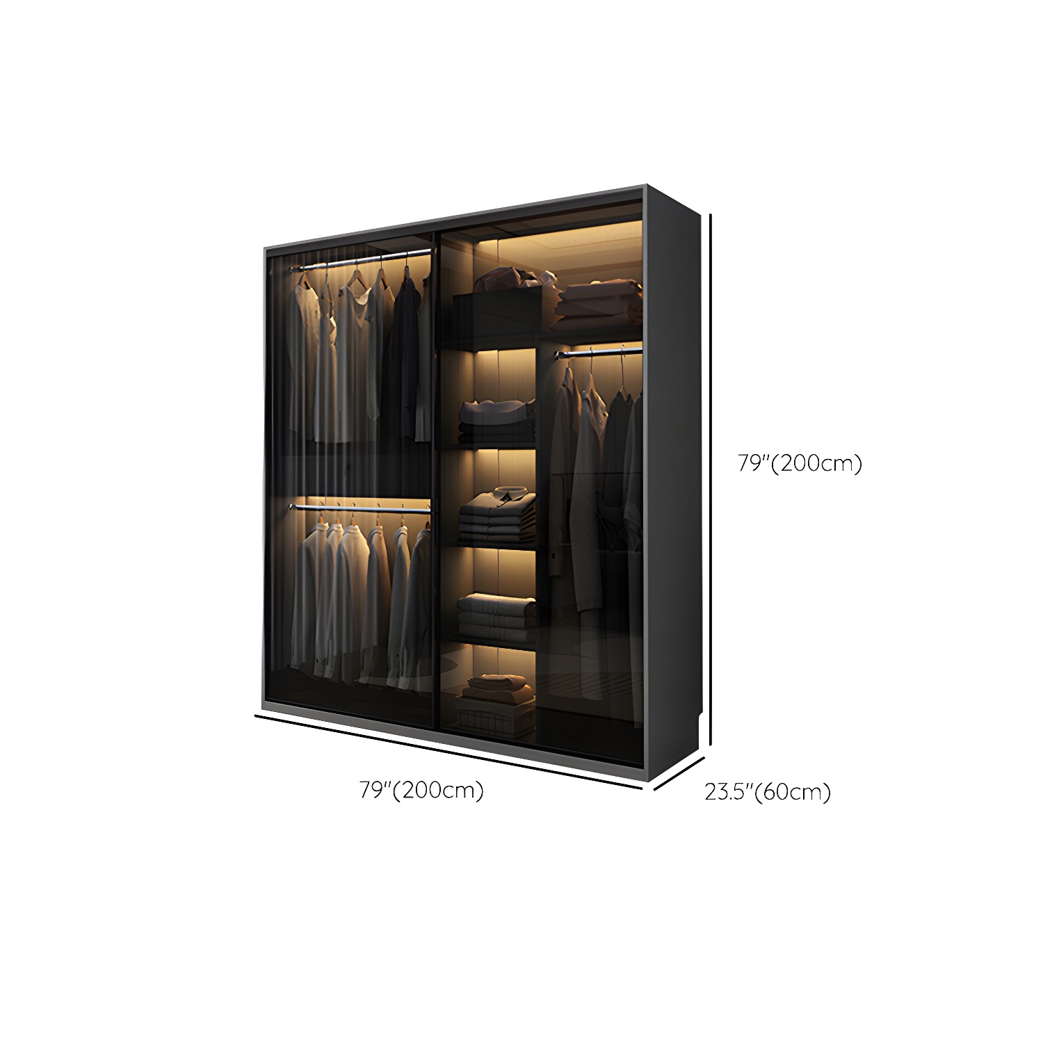 Glass and Wood Wardrobe Armoire Contemporary Wardrobe Cabinet - image 13