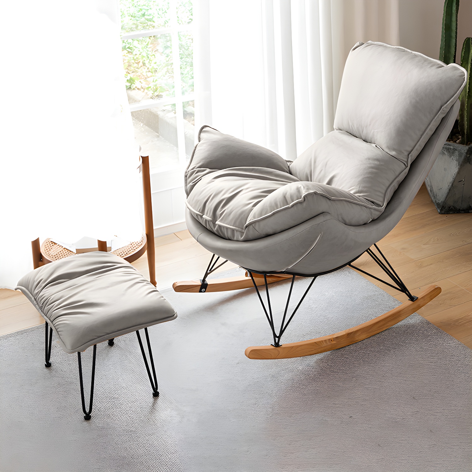 Modern Rocking Chair Solid Wood Rocker Chair with Light Legs - image 5