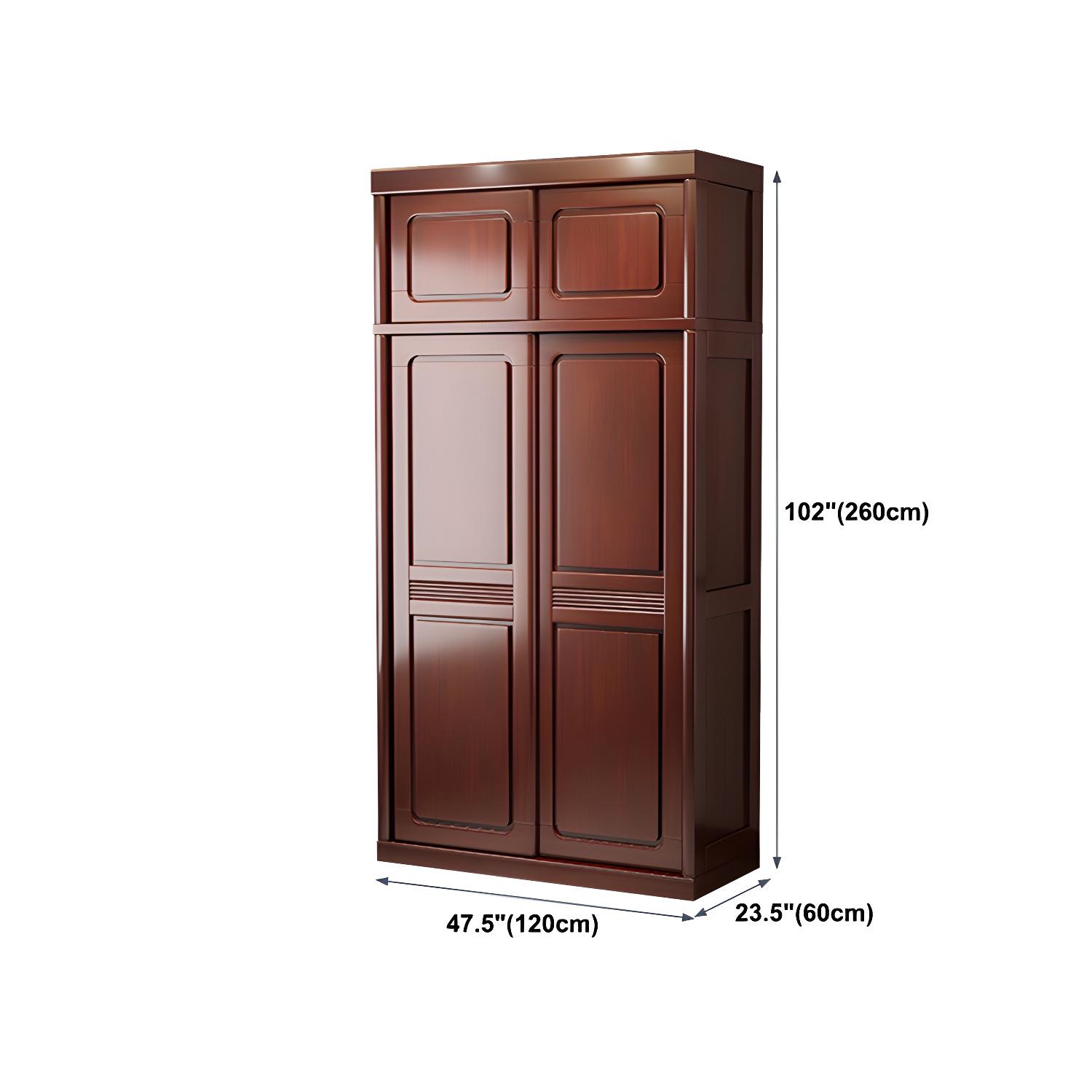 Traditional Wardrobe Cabinet Rubberwood Brown Wardrobe Armoire - image 17