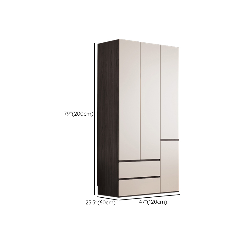 White Minimalist Manufactured Wood Independent Wardrobe Closet with Soft Close Drawer, Soft Close Door, and Interior Shelves - image 6