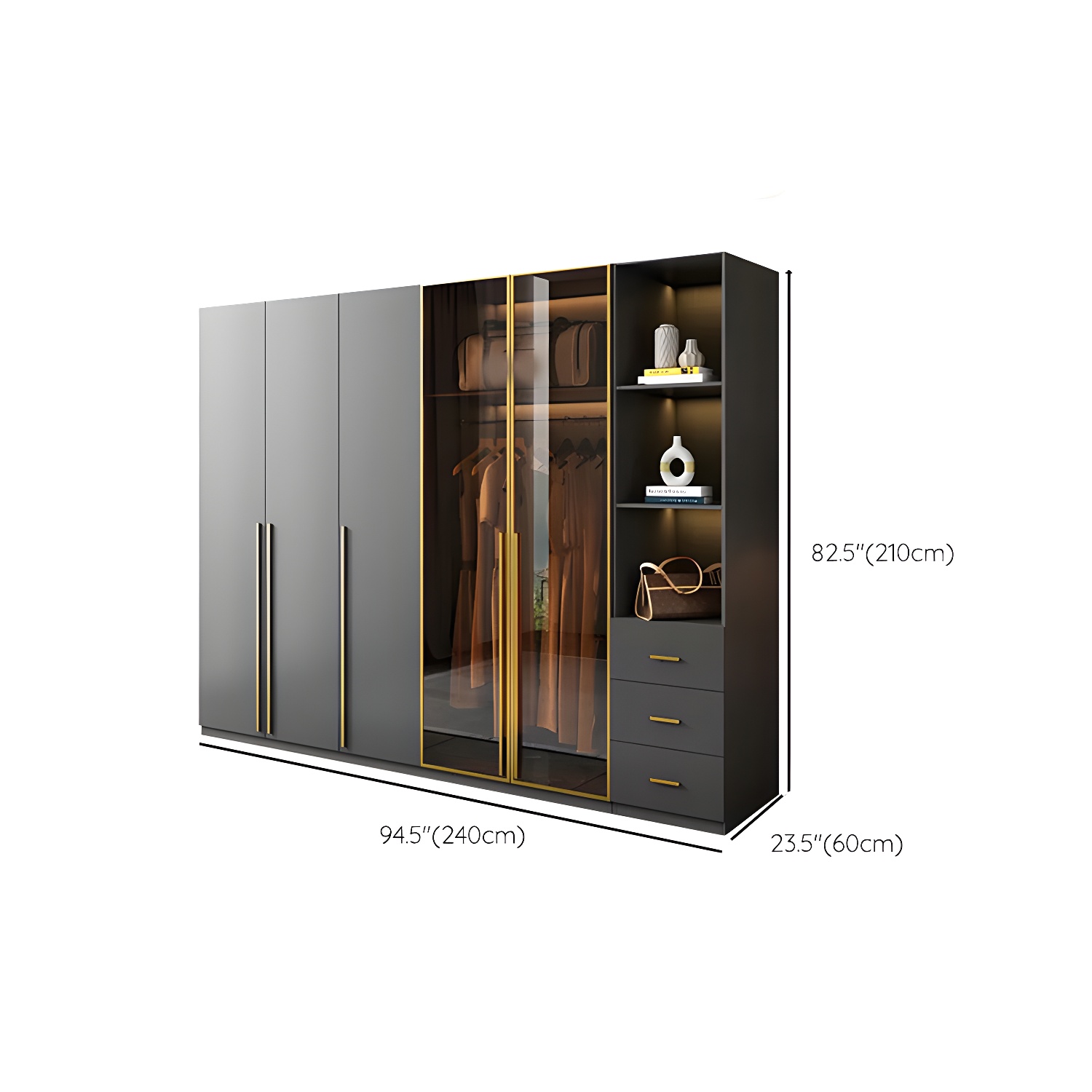 Modern Glass Wardrobe Wardrobe Armoire Wardrobe Cabinet for Home - image 21