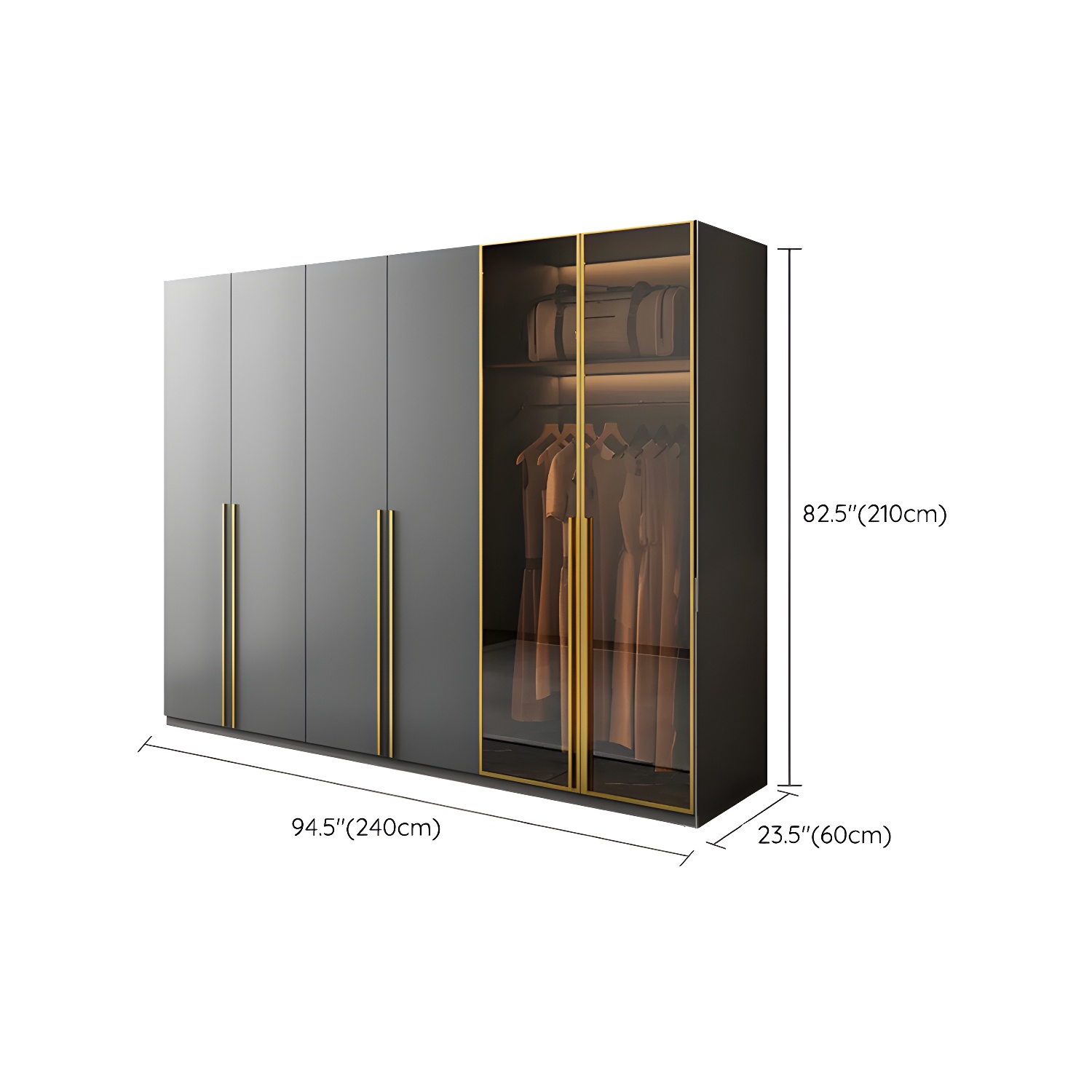 Modern Black Wood Wardrobe Armoire with Soft-Close Drawers & Clothing Rod - image 16