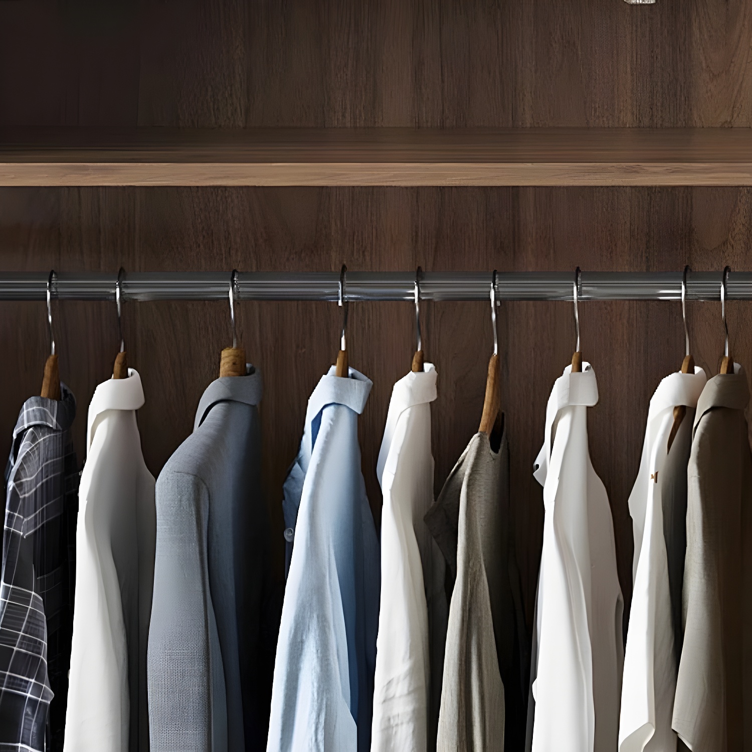 Modern Brown Wood Wardrobe Armoire with Sliding Doors, Shelves, and Clothing Rod - image 6