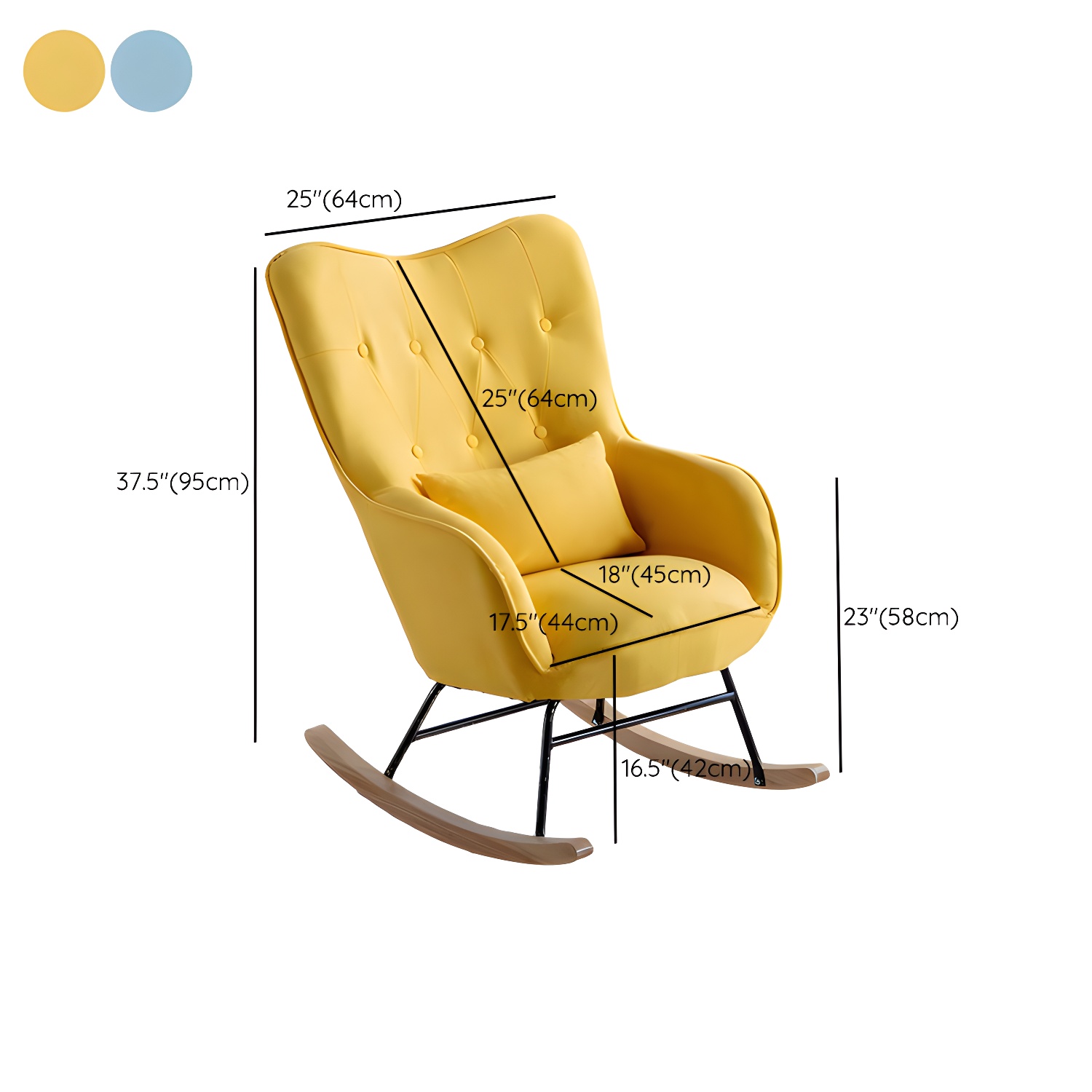 Scandinavian Rocking Chair with Wing Back and Wood Legs, Pillow Included - image 19